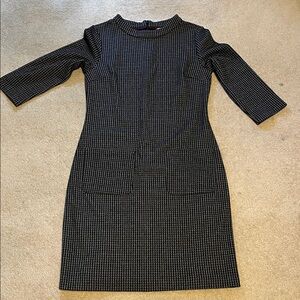 Boden Black and Gray Long Sleeve Dress